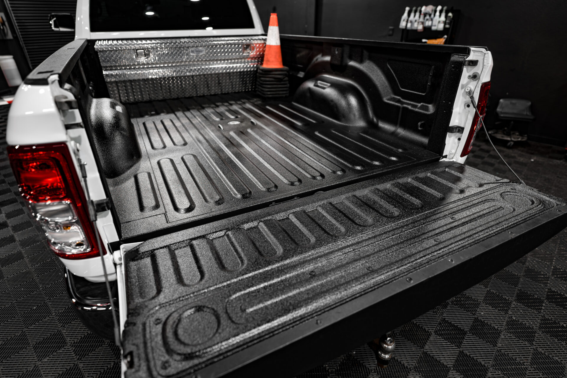 Bedliner application at Perfect Finish Autospa Santa Rosa